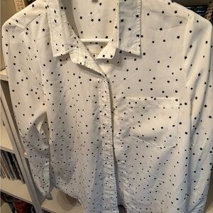 Skies Are Blue Black Star Print Button Down Shirt
